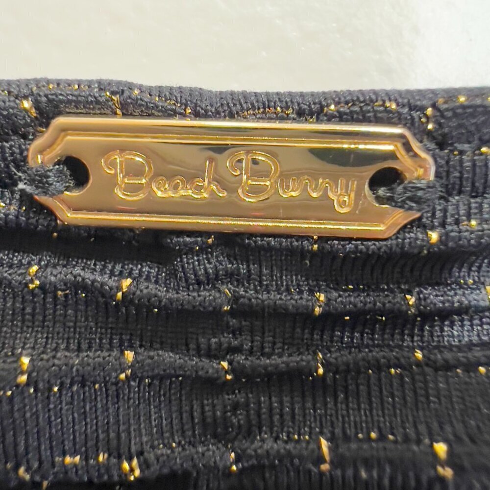 Beach Bunny Black Metallic Gold Bikini Bottoms XL Ring Detail - Picture 5 of 11